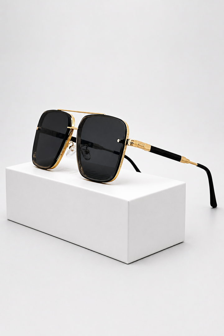 Damen Sonnenbrille mit Aviator-Rahmen und Doppelsteg aus Metall