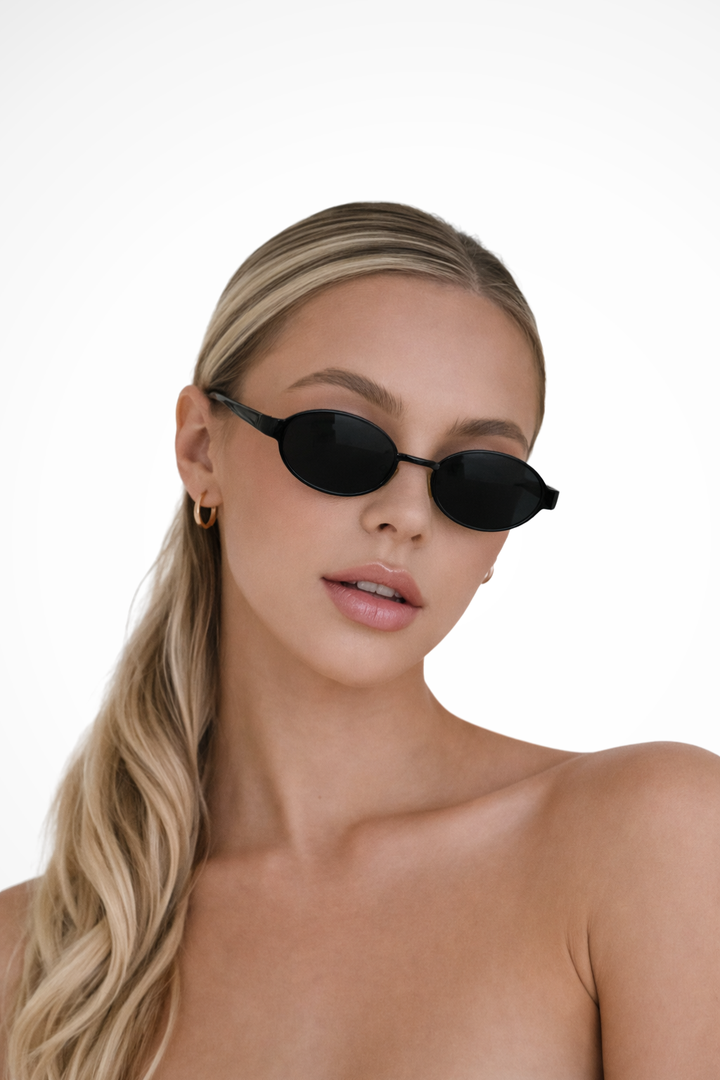 Damen Sonnenbrille mit ovalem Rahmen und Metallgestell