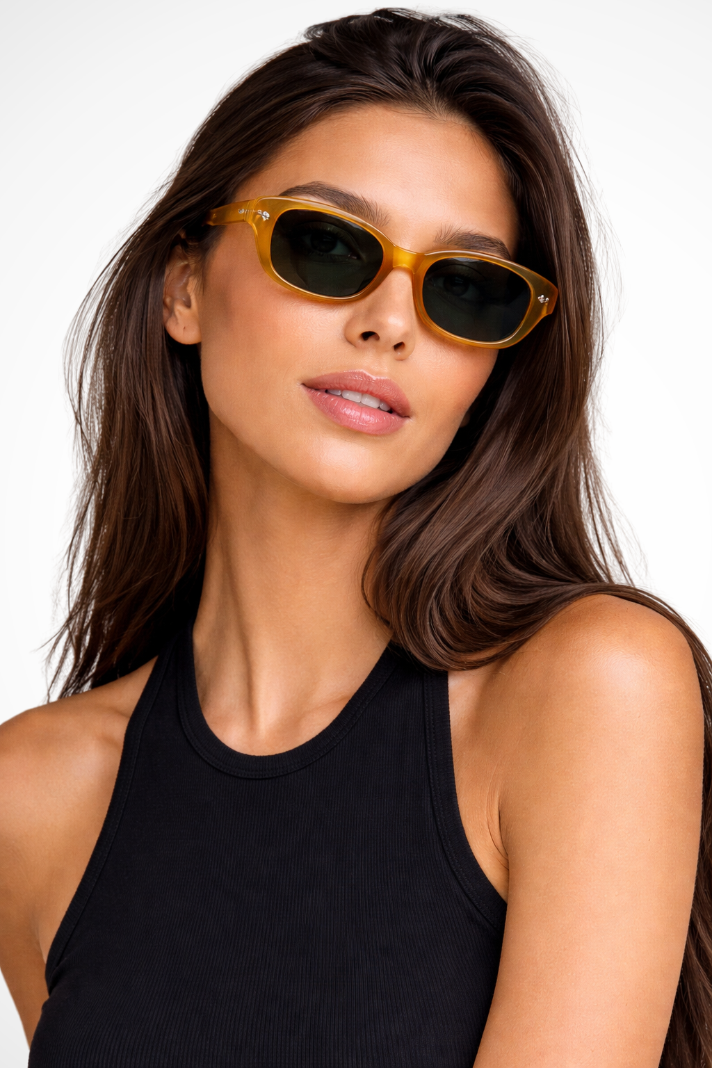 Damen Sonnenbrille mit Rechteckrahmen und abgeschrägten Ecken