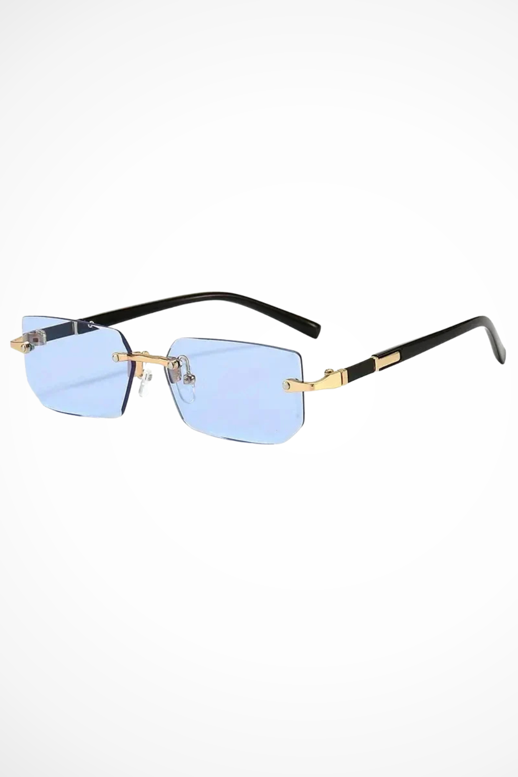Damen Sonnenbrille ohne Rahmen mit rechteckigen Gläsern und Metallsteg