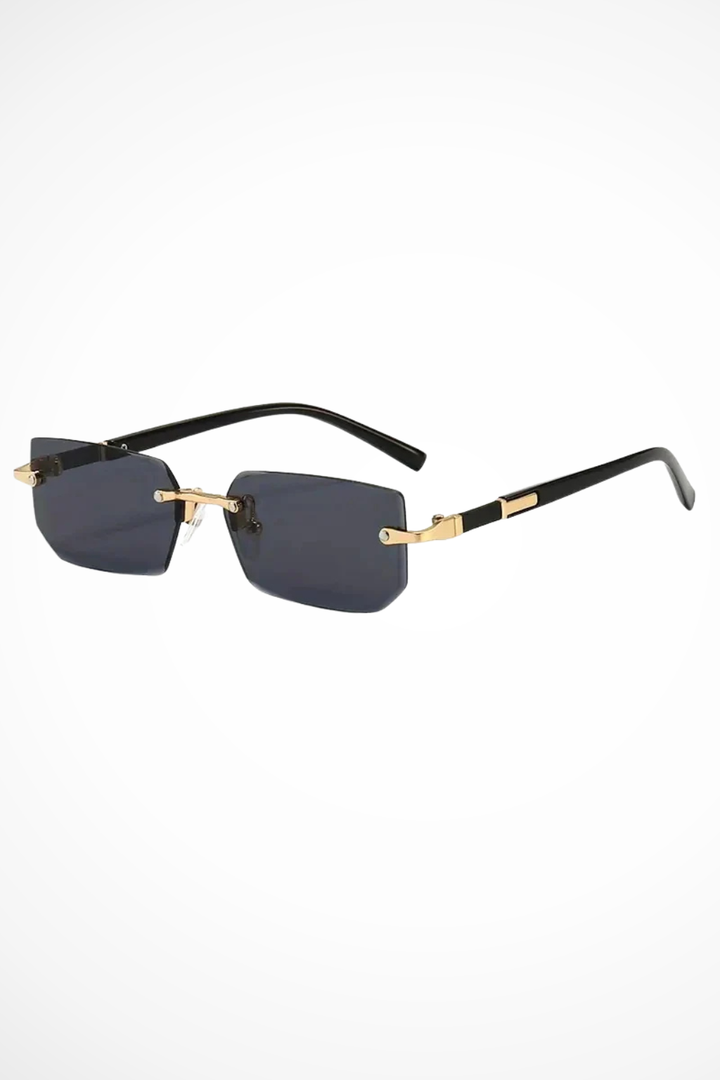 Damen Sonnenbrille ohne Rahmen mit rechteckigen Gläsern und Metallsteg
