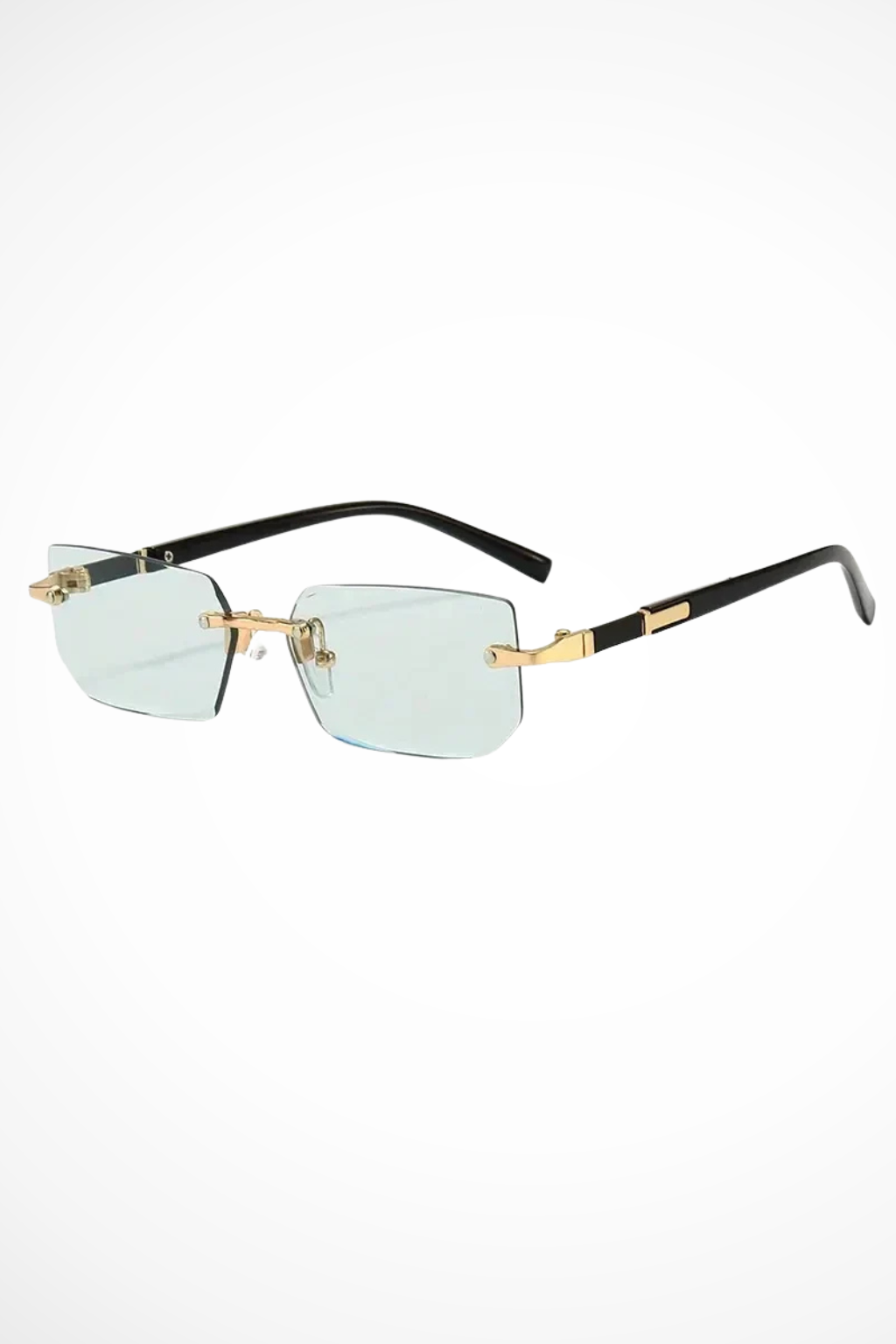Damen Sonnenbrille ohne Rahmen mit rechteckigen Gläsern und Metallsteg