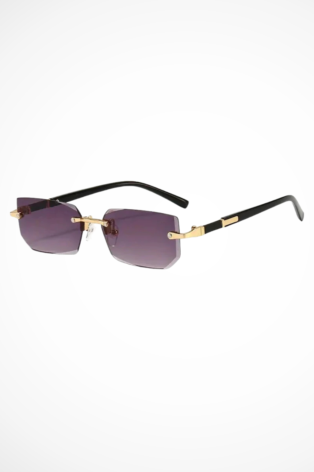 Damen Sonnenbrille ohne Rahmen mit rechteckigen Gläsern und Metallsteg