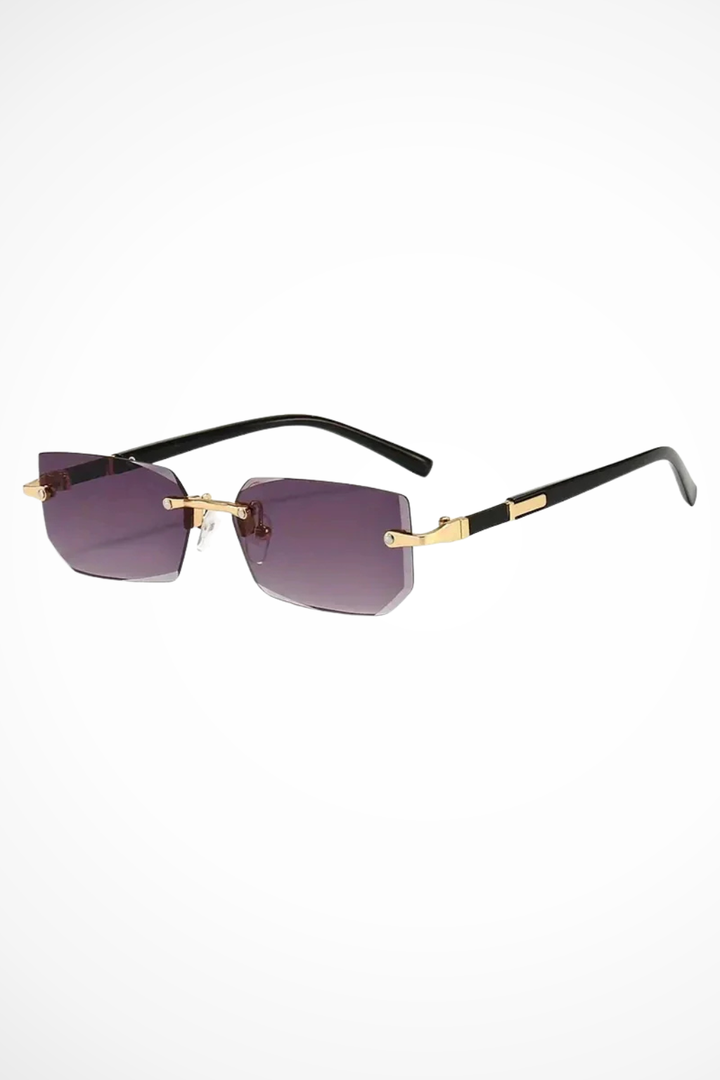 Damen Sonnenbrille ohne Rahmen mit rechteckigen Gläsern und Metallsteg