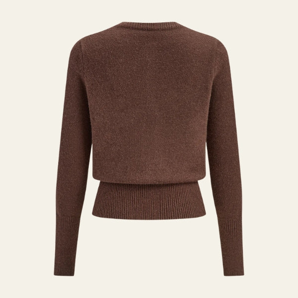 Damesvest met ronde hals, knoopsluiting en lange mouwen