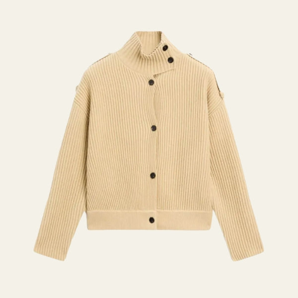 Damesvest met opstaande kraag, knoopsluiting en lange mouwen