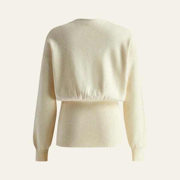 Damesvest met V-hals, knoopsluiting en lange mouwen
