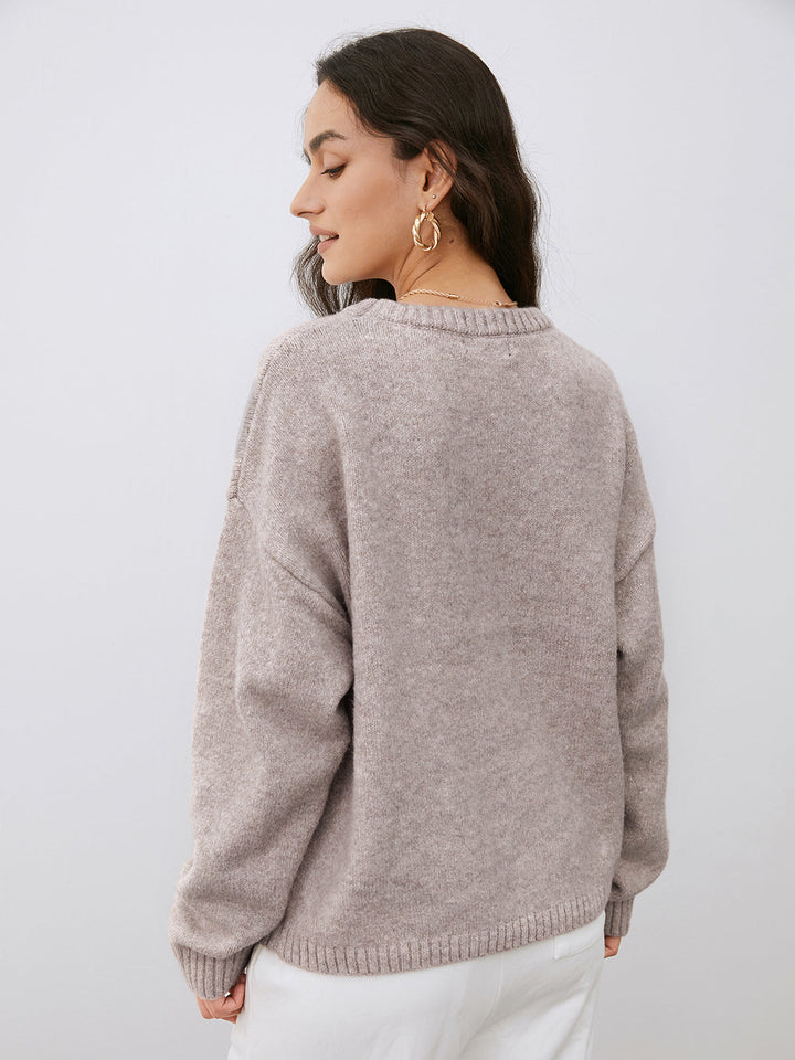 Damen Strickpullover mit Rundhalsausschnitt