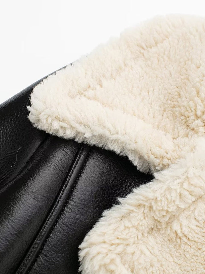 Dames winterjas voor vrouwen met ritssluiting, reverskraag en pluizige manchetten