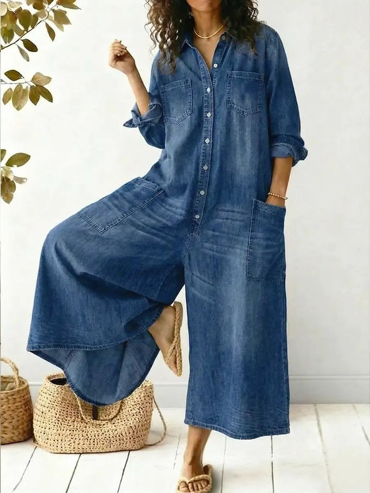 Denise | Langärmliger Denim Jumpsuit