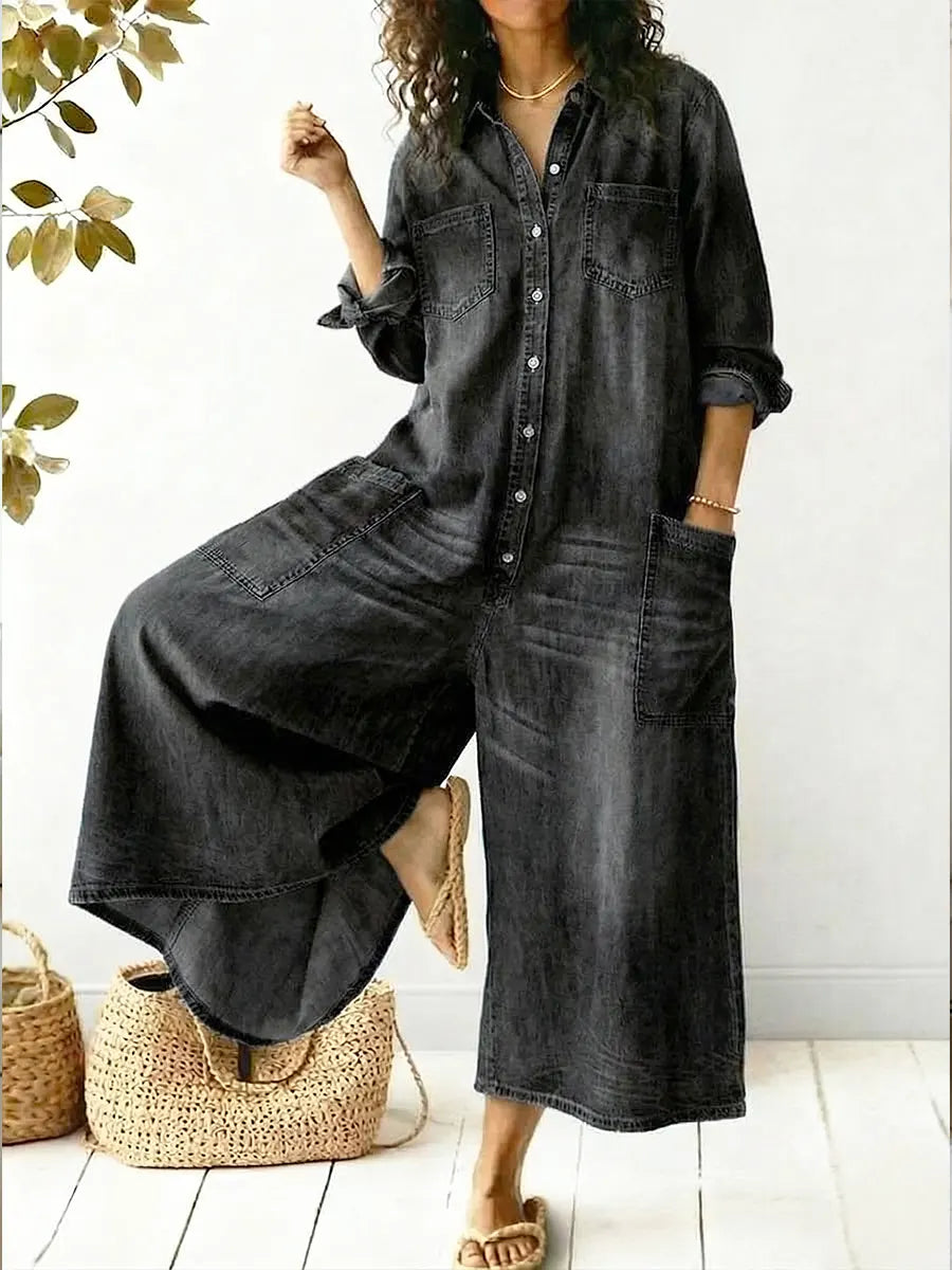 Denise | Langärmliger Denim Jumpsuit
