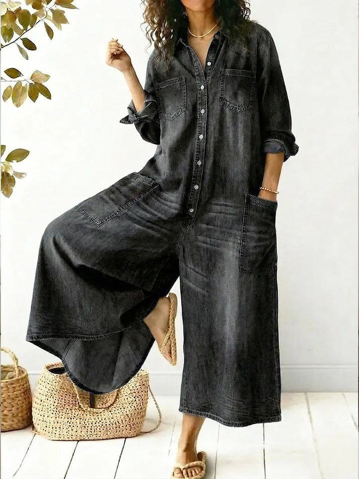 Denise | Langärmliger Denim Jumpsuit