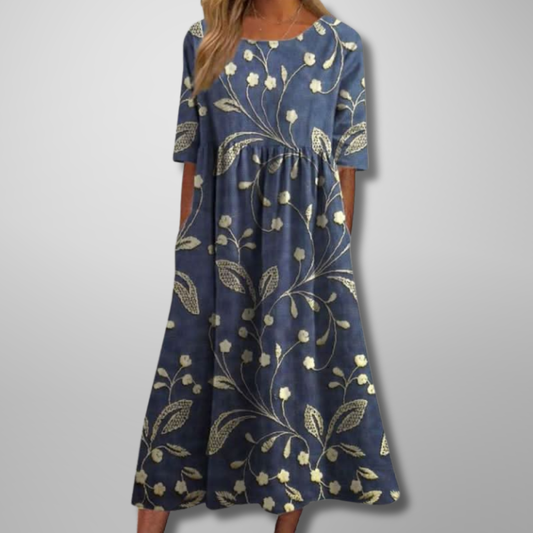 Dorothea | Midikleid mit Aquarell-Blumendruck