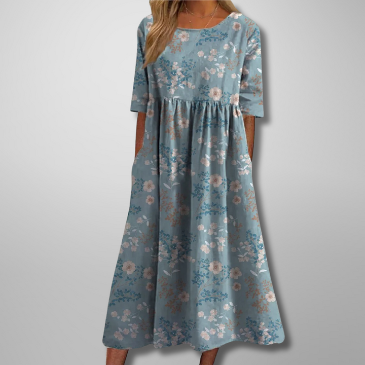 Dorothea | Midikleid mit Aquarell-Blumendruck