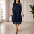 Dorothee | Damen Chiffon Midi Abendkleid