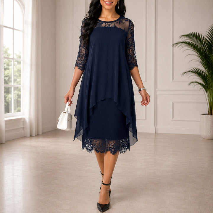 Dorothee | Damen Chiffon Midi Abendkleid