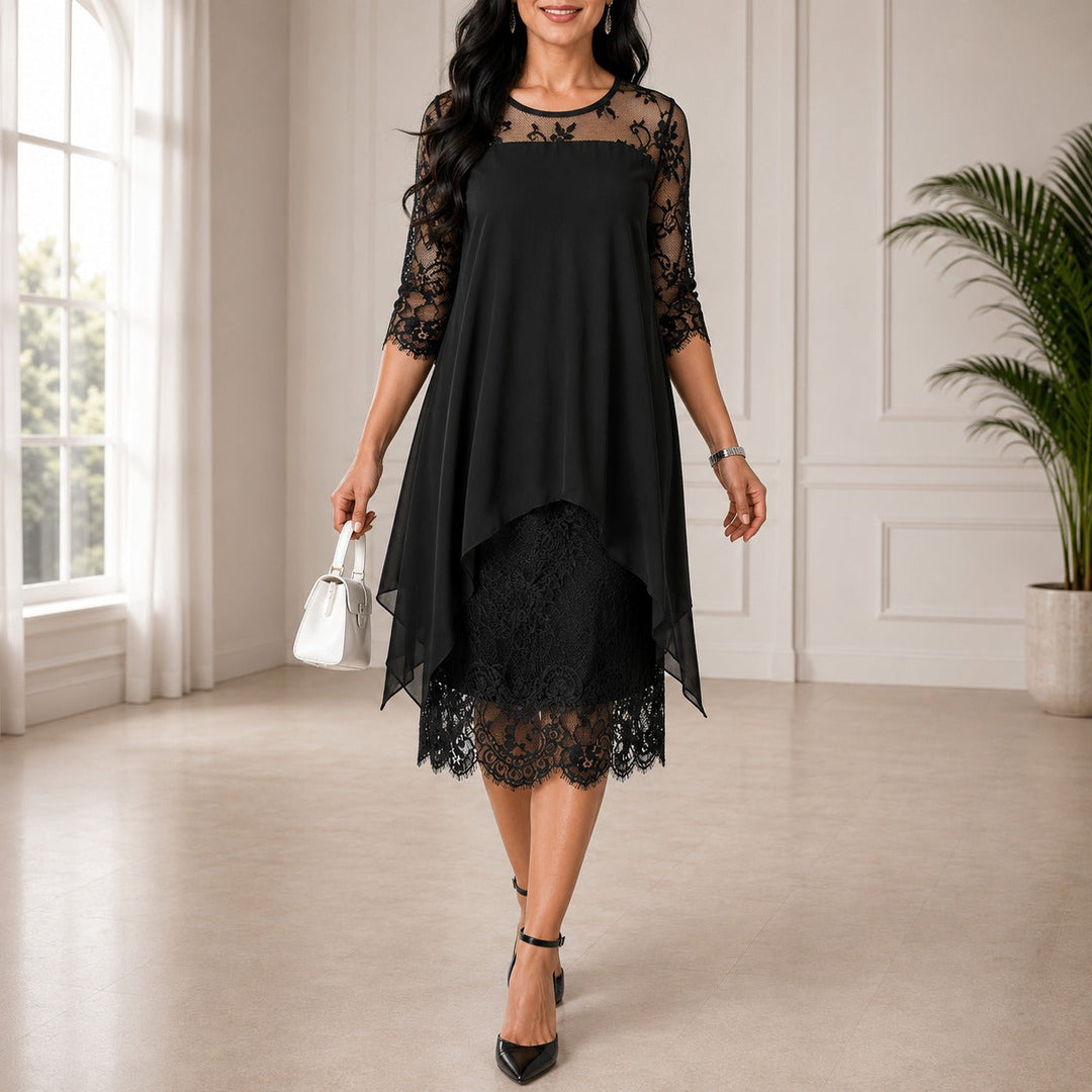 Dorothee | Damen Chiffon Midi Abendkleid