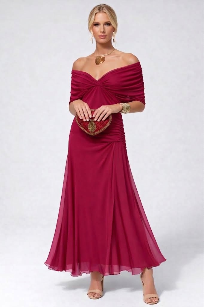 Sophie | Dames Elegante Midi Jurk met Plooiwerk