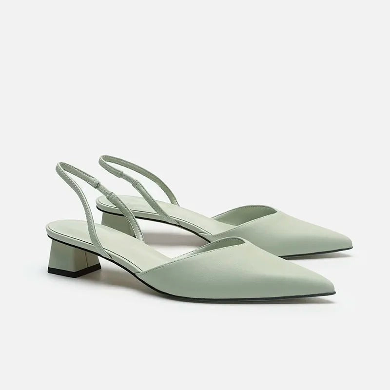Slingpumps voor dames met spitse neus en blokhak