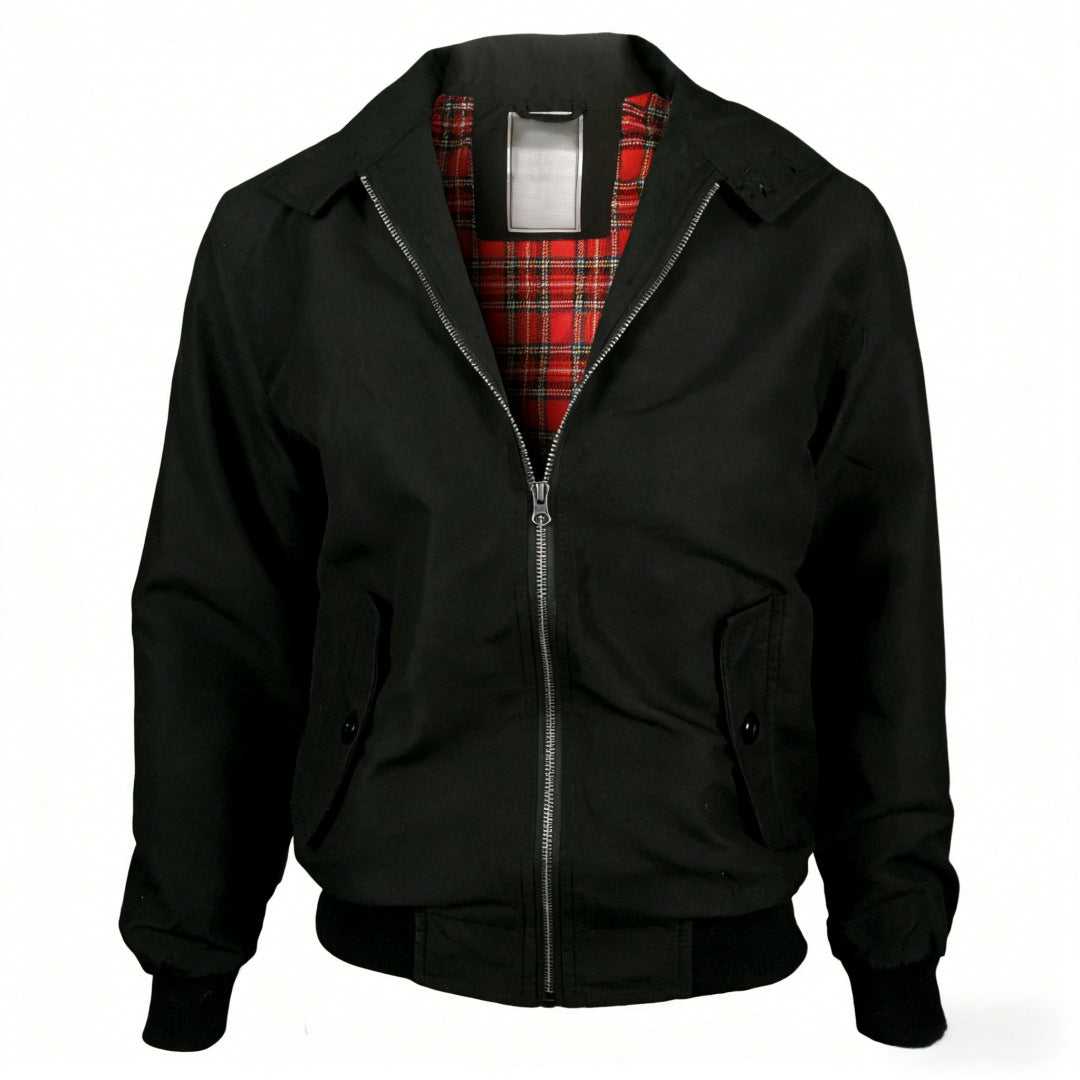 Rex | Herren klassische Harrington Jacke mit Tartan-Futter