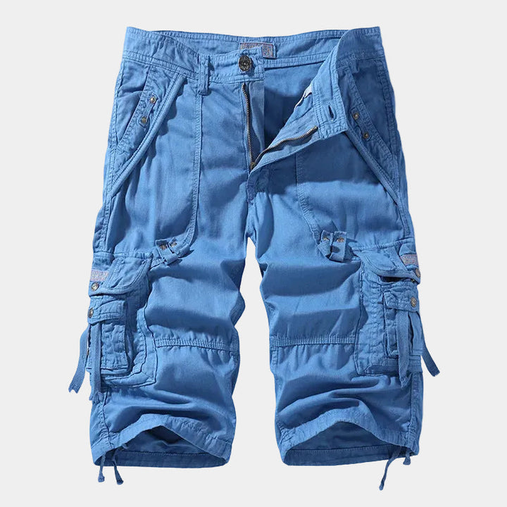 Eike Herren Cargo-Shorts mit Gürtel und Pattentaschen – Blau