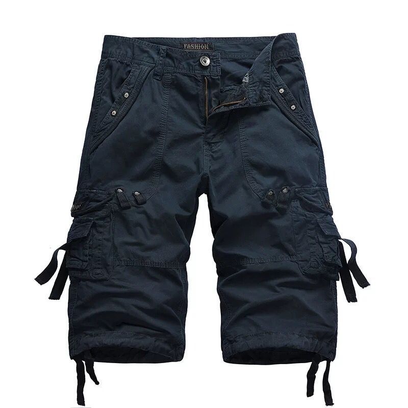 Eike Herren Cargo-Shorts mit Gürtel und Pattentaschen – Marineblau