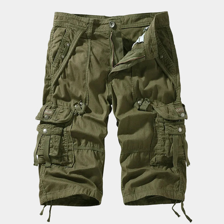 Eike Herren Cargo-Shorts mit Gürtel und Pattentaschen – Olivgrün