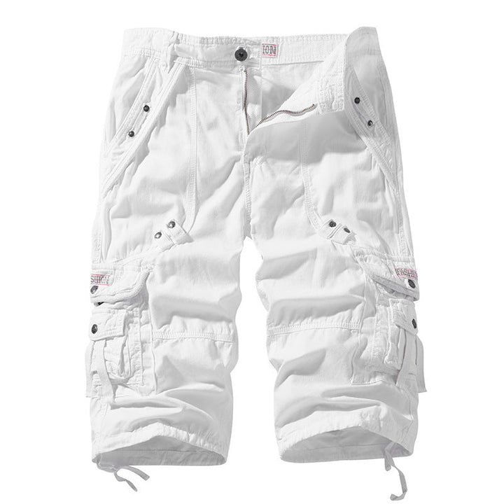 Eike Herren Cargo-Shorts mit Gürtel und Pattentaschen – Weiß