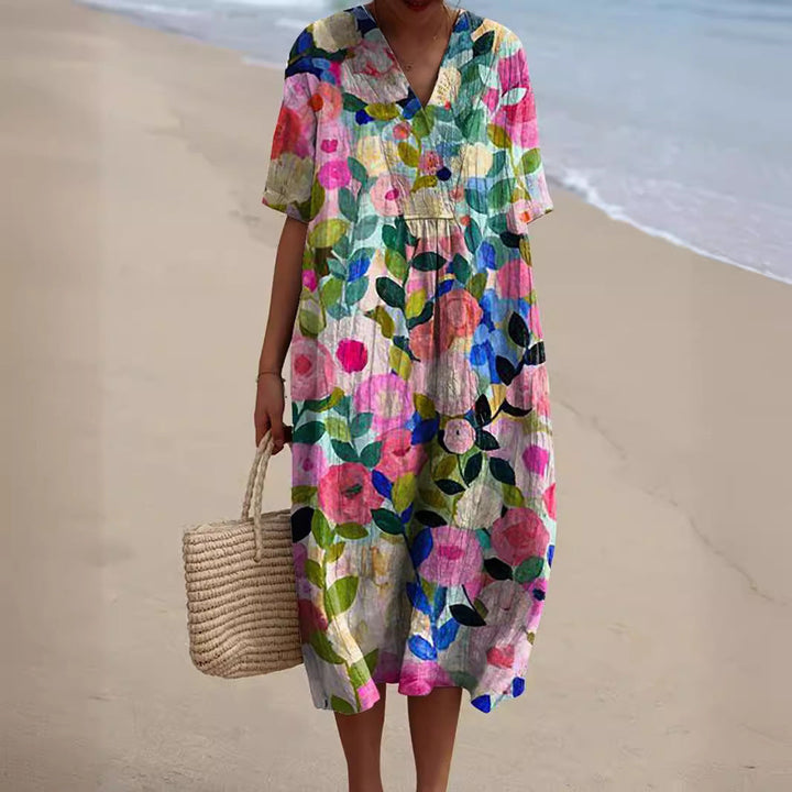 Elena | Damen Figurumspielendes Blumen Sommerkleid
