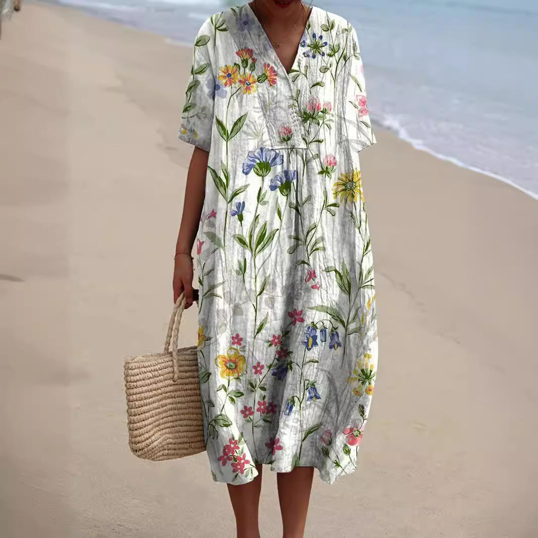 Elena | Damen Figurumspielendes Blumen Sommerkleid
