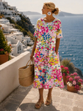 Elena | Luftiges Blumen Midikleid