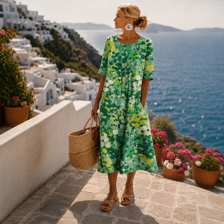 Elena | Luftiges Blumen Midikleid