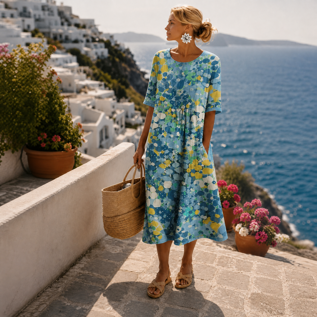 Elena | Luftiges Blumen Midikleid