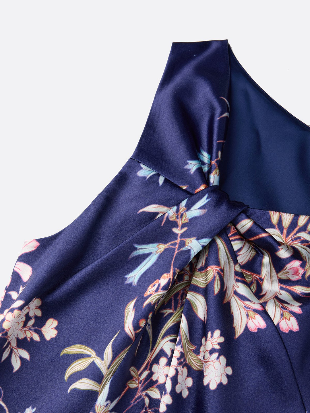 Elisa Damen Ärmelloses Midikleid mit Blumenmuster und Knotendetail – Marineblau