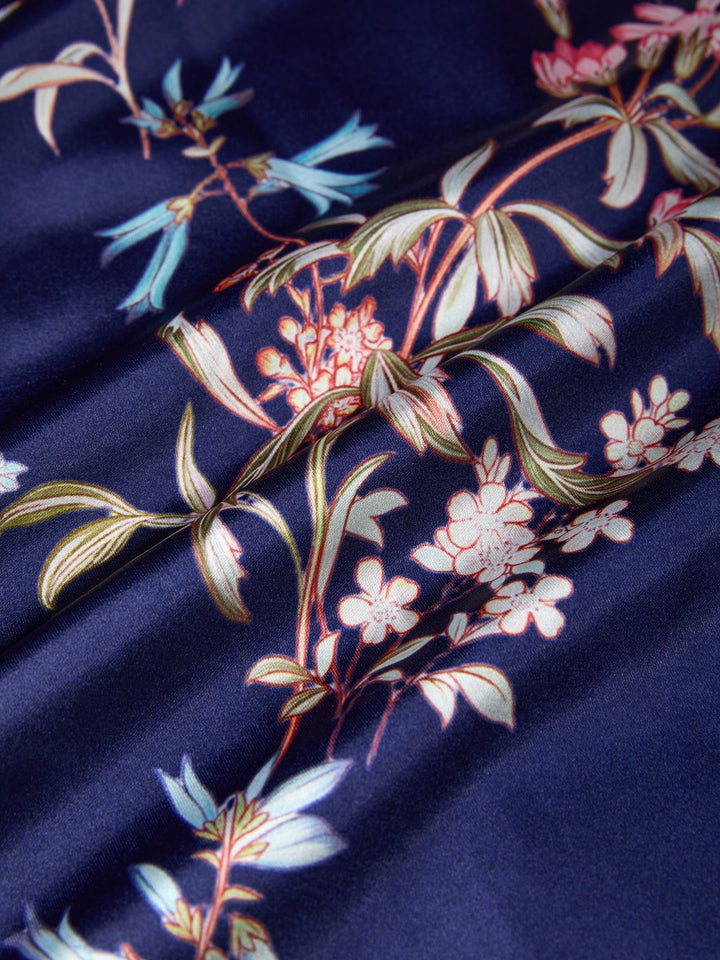 Elisa Damen Ärmelloses Midikleid mit Blumenmuster und Knotendetail – Marineblau