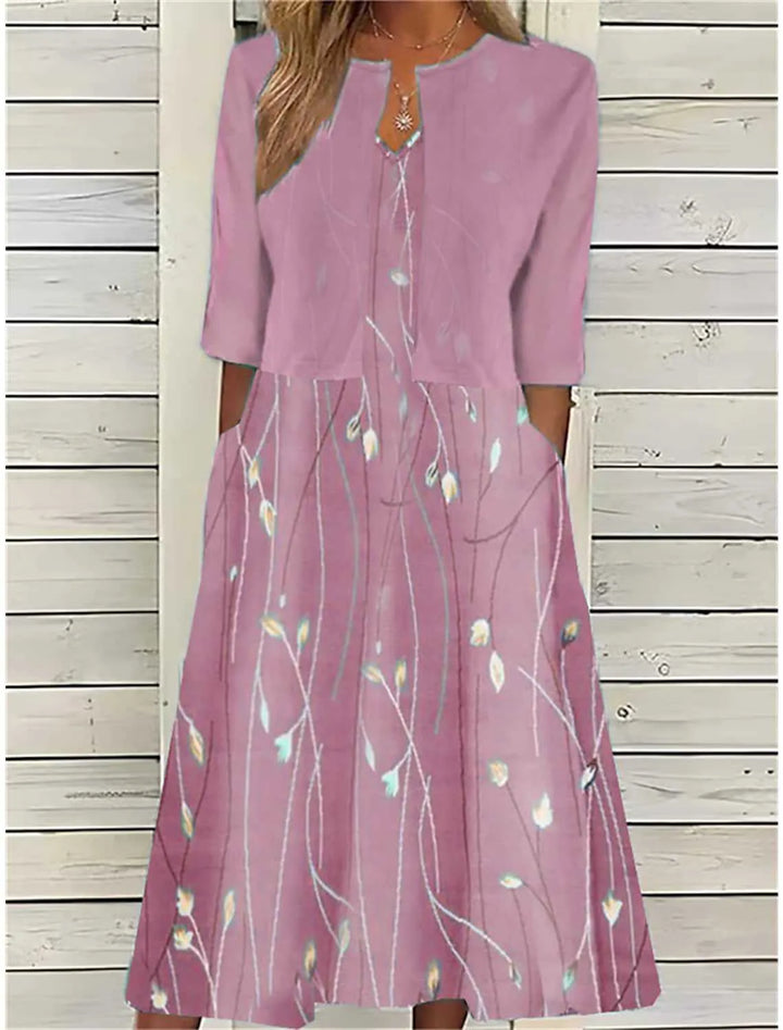 Elise | Zweiteiliges Blumen Midikleid