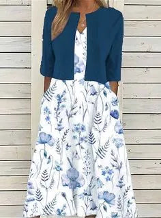 Elise | Zweiteiliges Blumen Midikleid