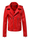 Ella | Damen kurze Bikerjacke aus Kunstleder mit Reverskragen