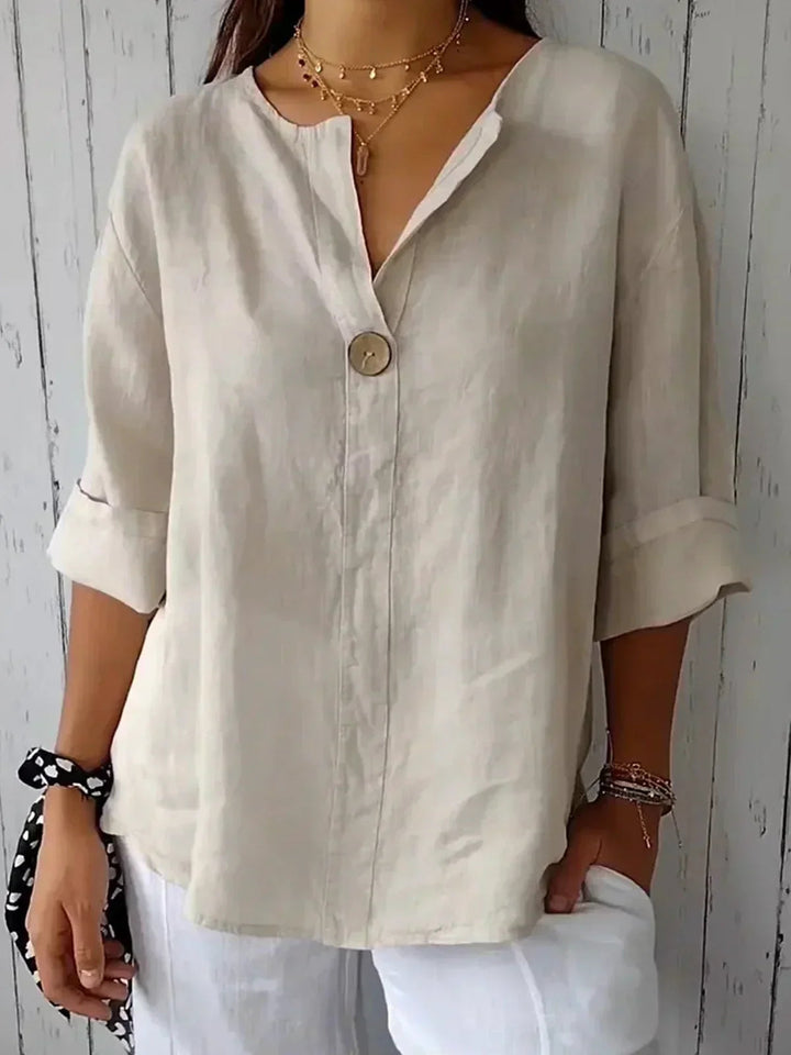 Elodie | Damen lässige Bluse mit zartem V-Ausschnitt