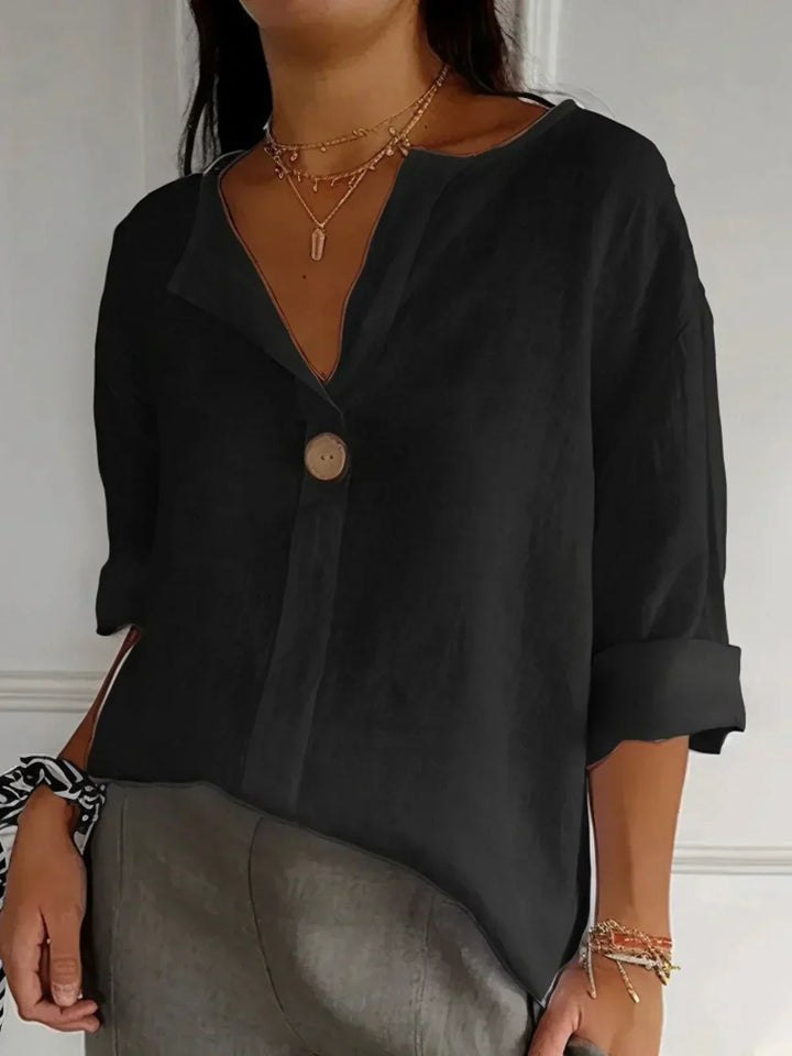 Elodie | Damen lässige Bluse mit zartem V-Ausschnitt