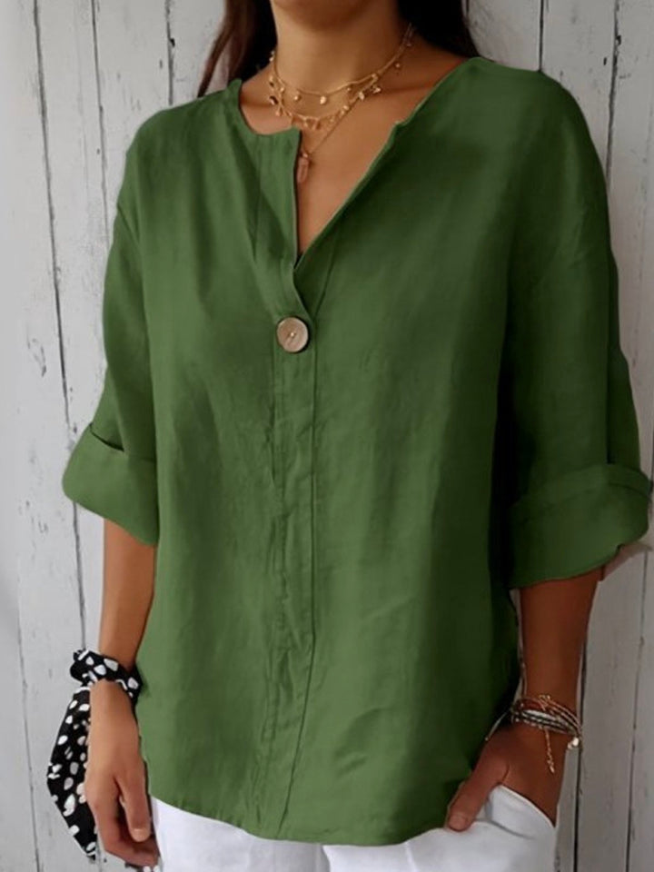 Elodie | Damen lässige Bluse mit zartem V-Ausschnitt