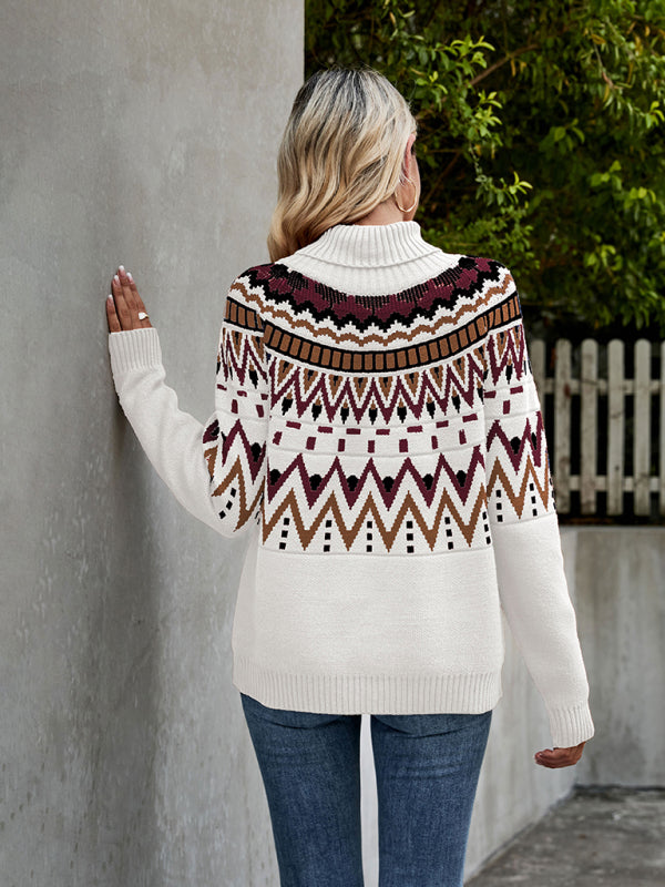 Else Damen Rollkragenpullover mit Ethno-Strickmuster