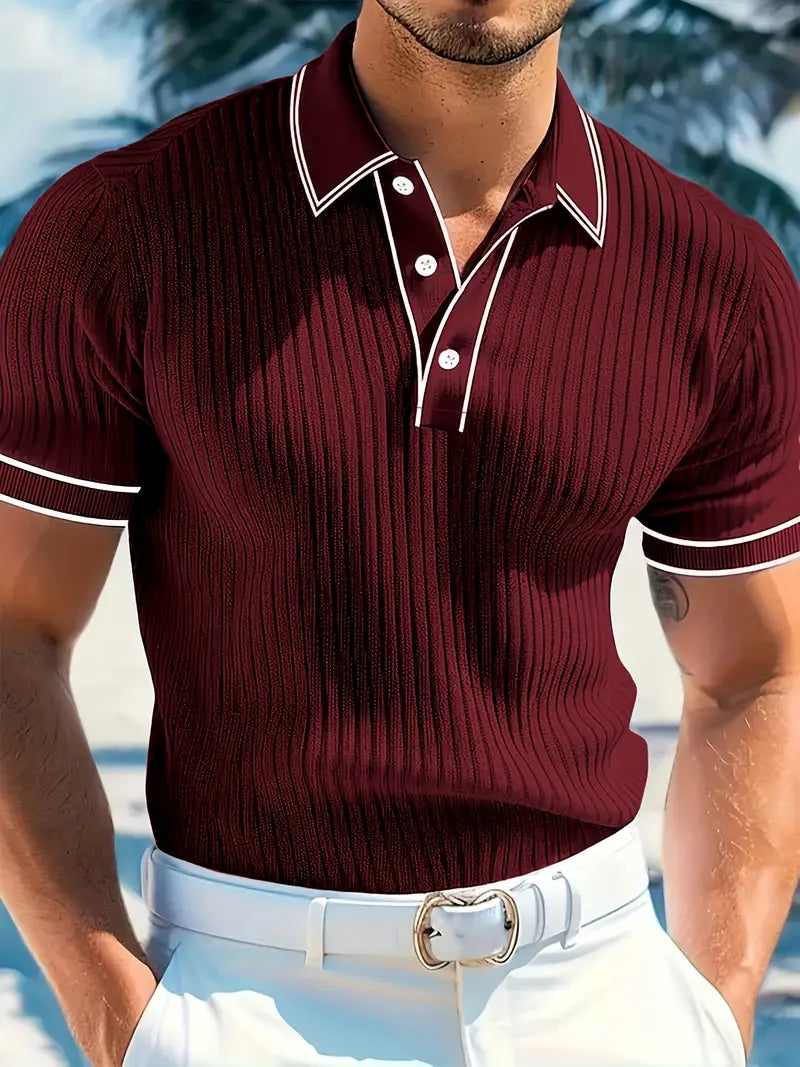 Emilio | Herren geripptes maßgeschneidertes Poloshirt