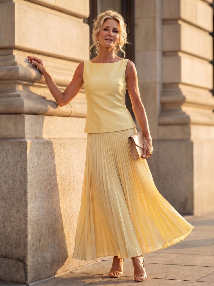 Emma | Damen Elegantes Faltenrock-Set