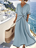 Emma | Damen taillliertes V-Ausschnitt Maxikleid