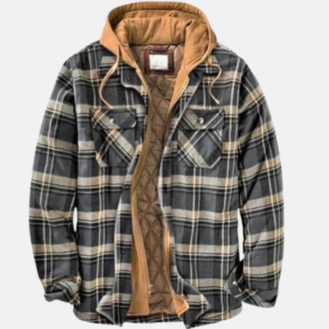 Erich | Herren Warme Karierte Jacke mit Knopfleiste