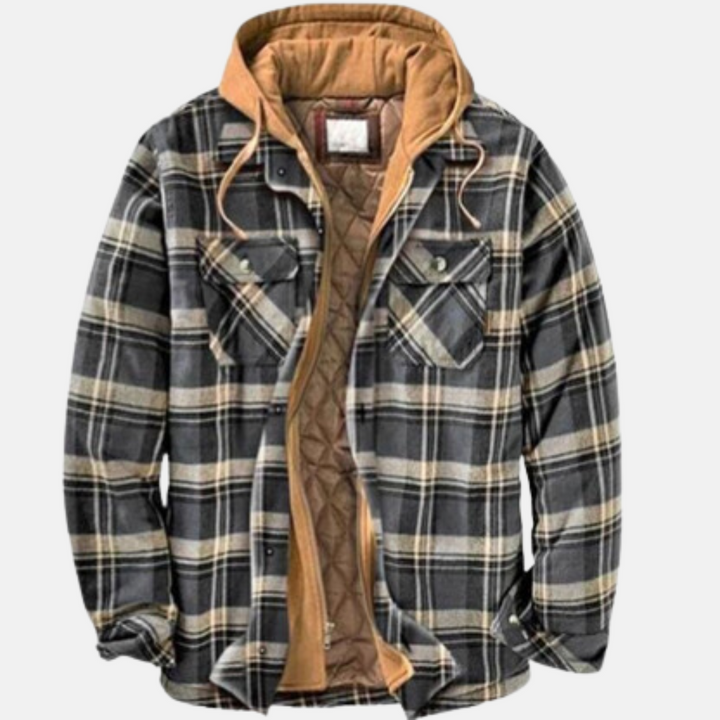 Erich | Herren Warme Karierte Jacke mit Knopfleiste