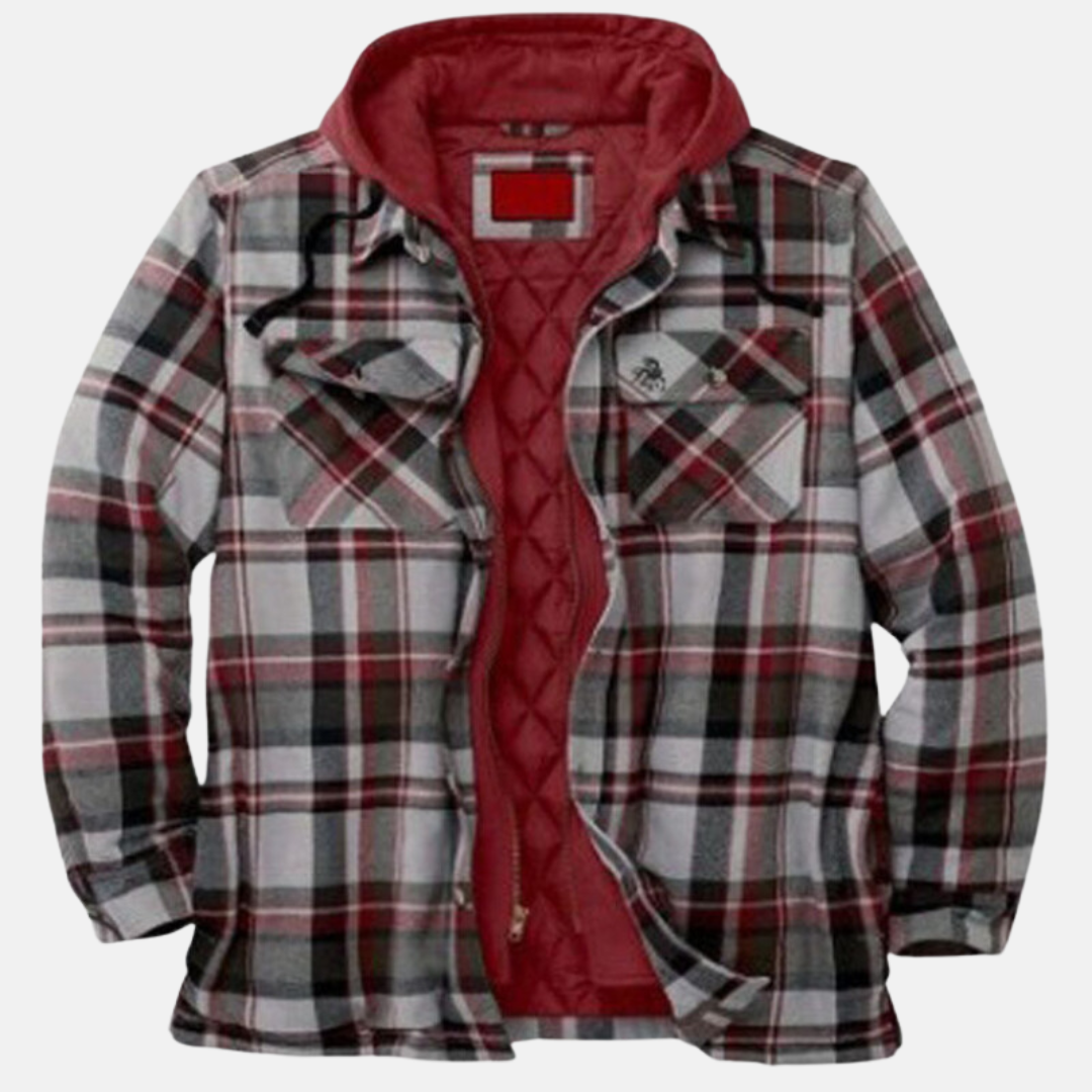 Erich | Herren Warme Karierte Jacke mit Knopfleiste