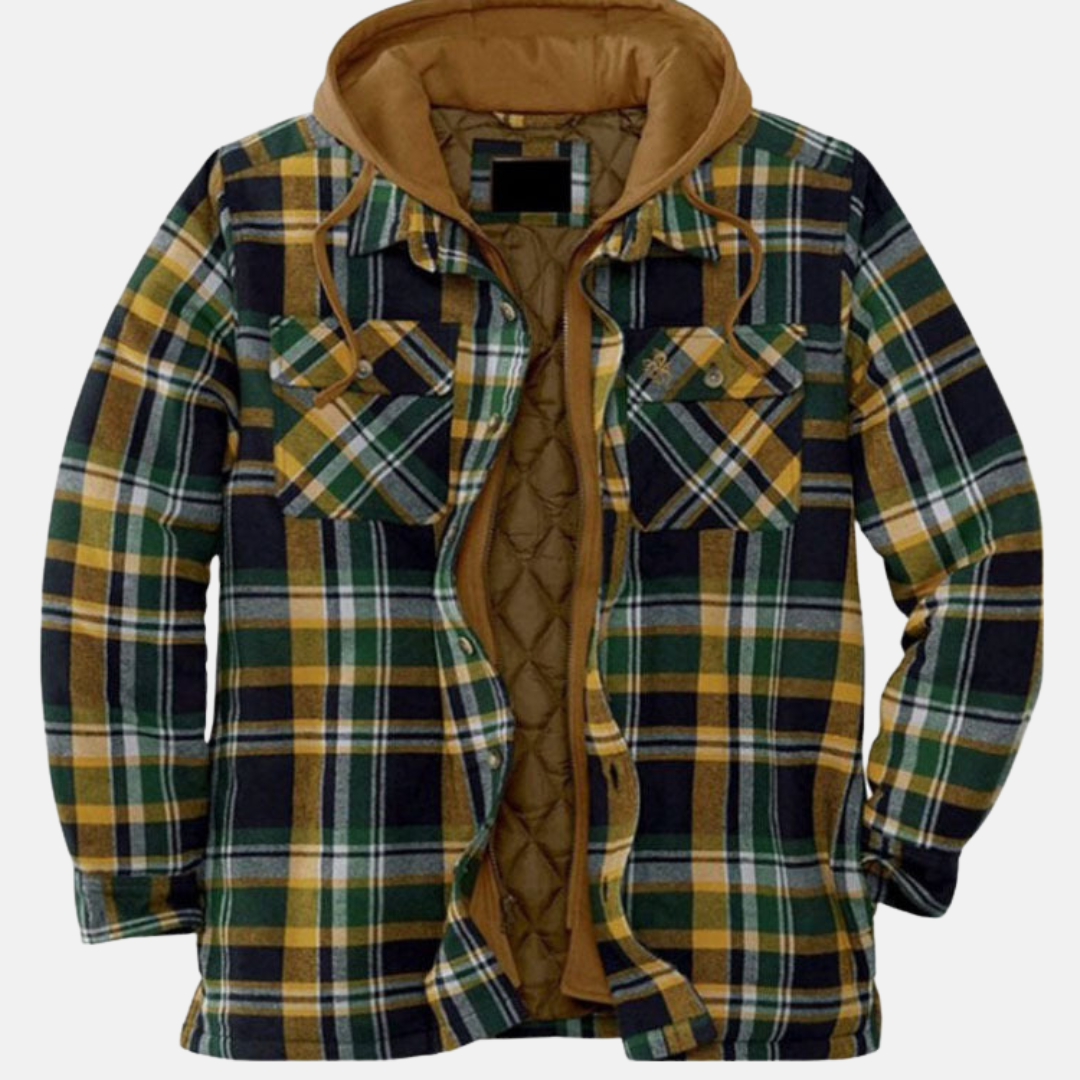 Erich | Herren Warme Karierte Jacke mit Knopfleiste