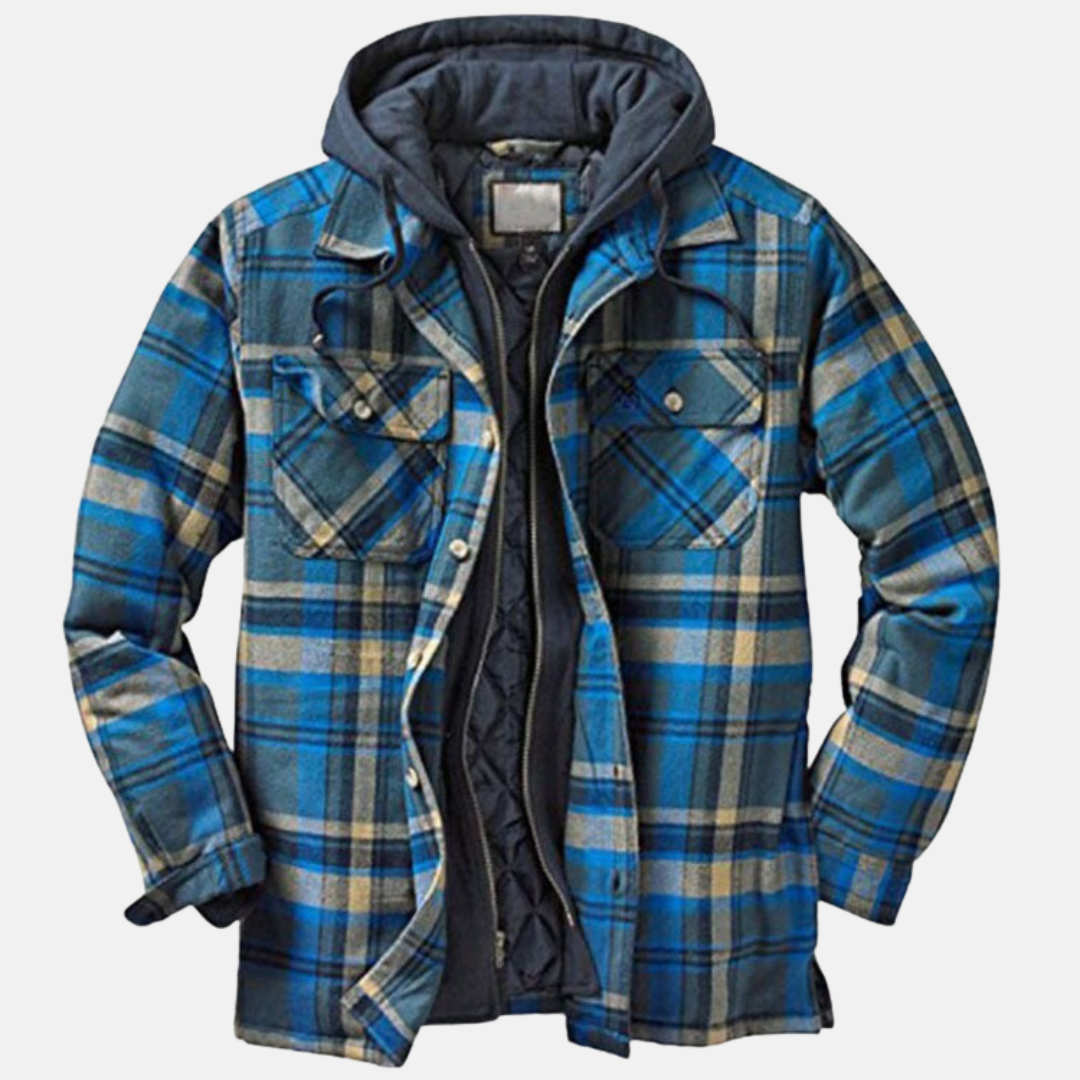 Erich | Herren Warme Karierte Jacke mit Knopfleiste